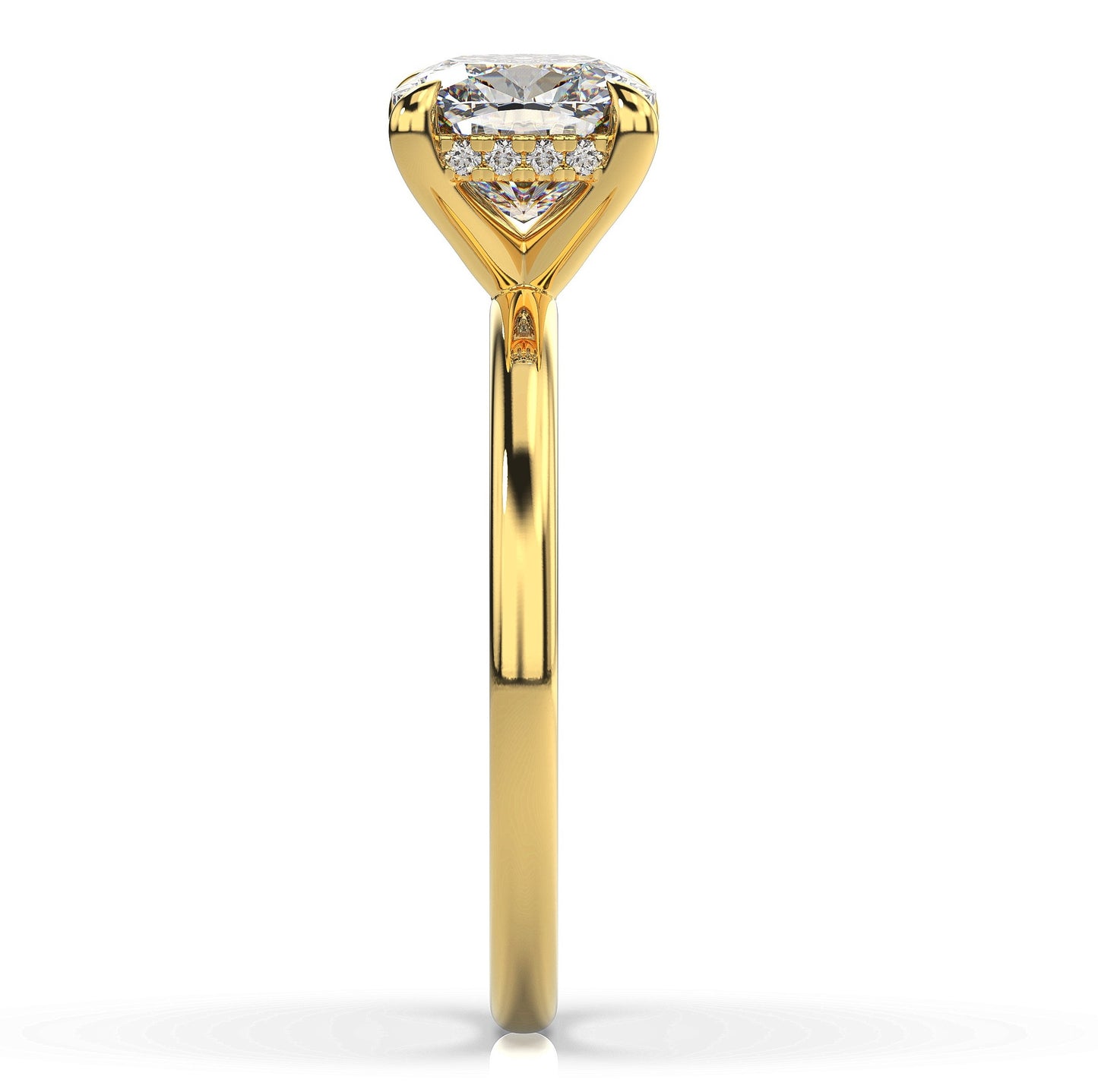 Cushion Yellow Gold Solitaire Moissanite Engagement Ring