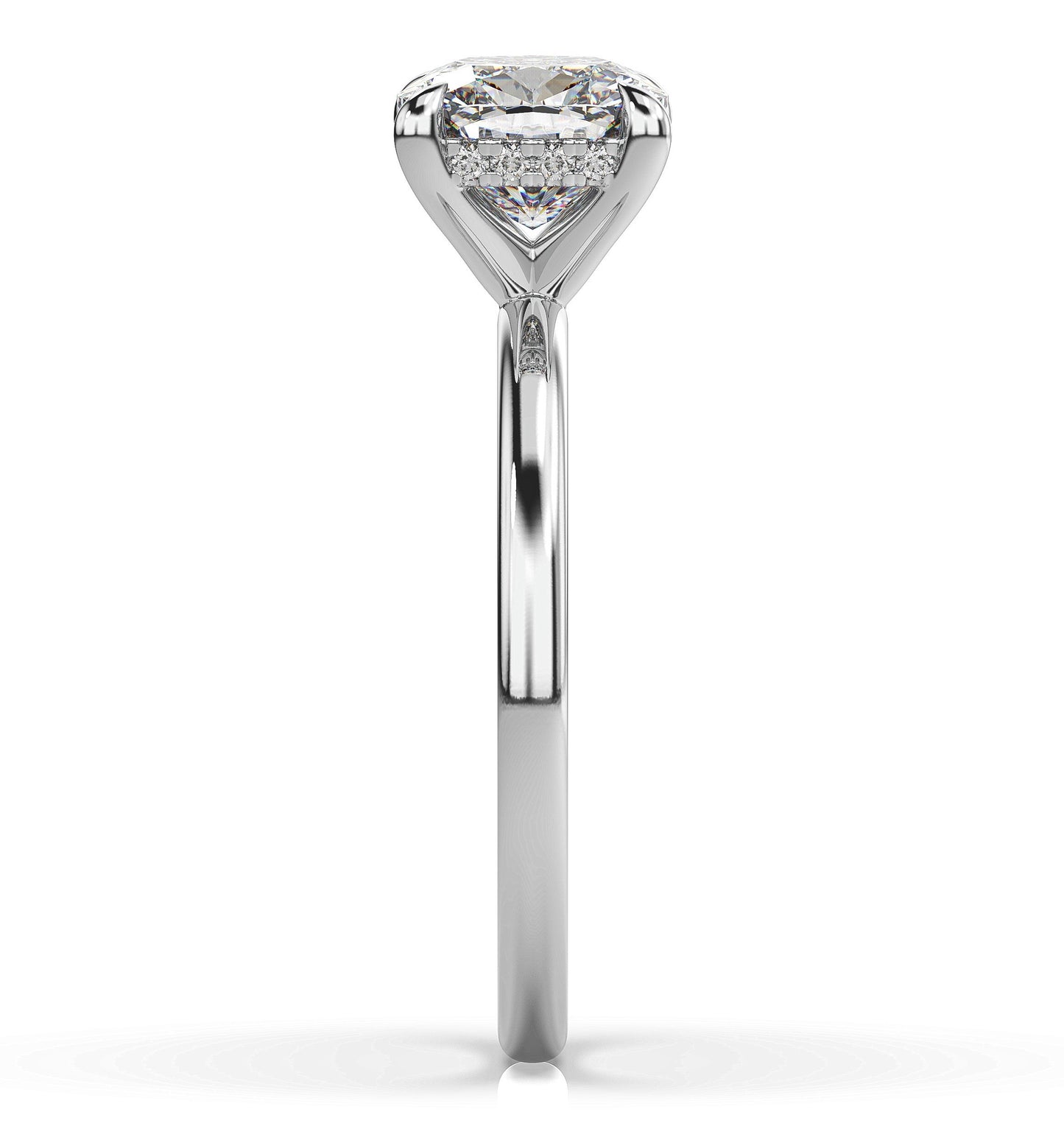 Cushion White Gold Solitaire Moissanite Engagement Ring