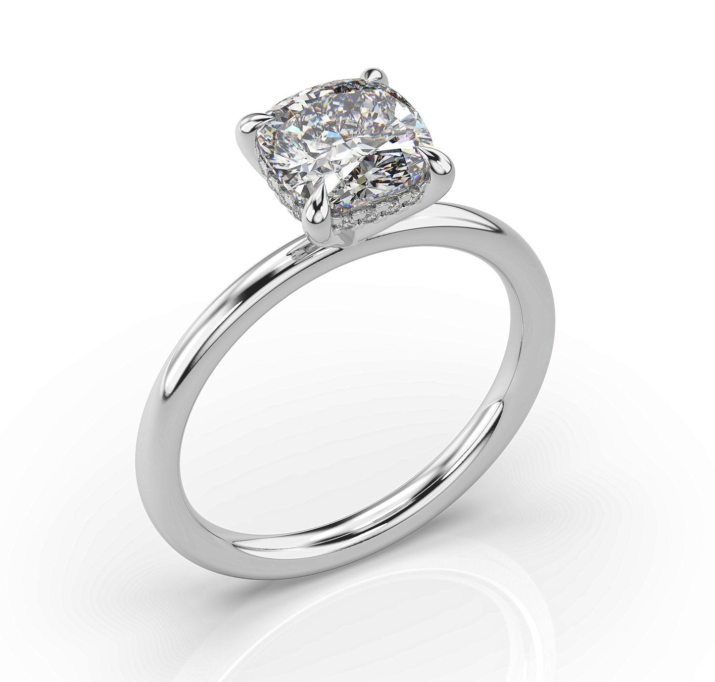 Cushion White Gold Solitaire Moissanite Engagement Ring
