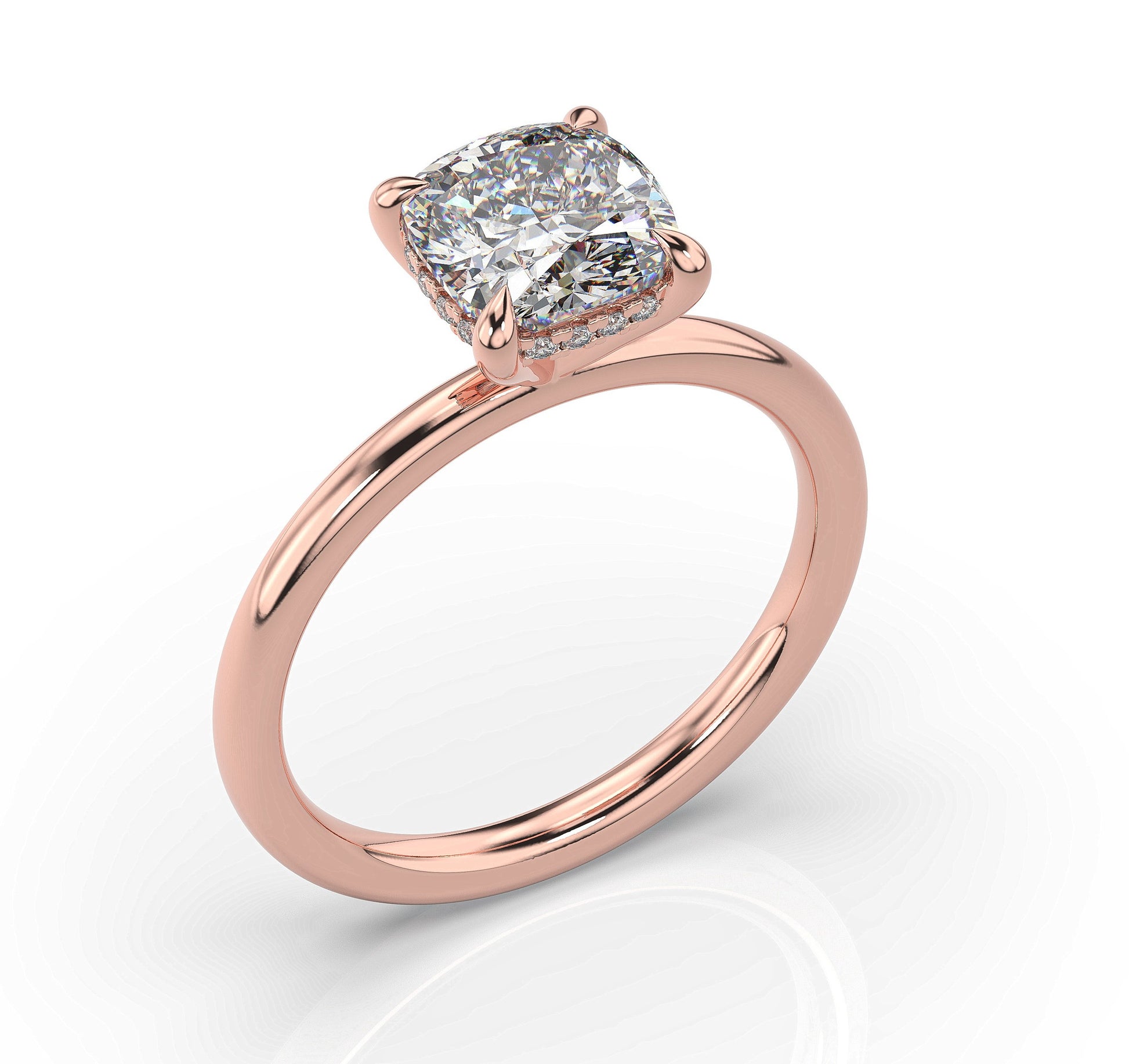 Cushion Rose Gold Solitaire Moissanite Engagement Ring