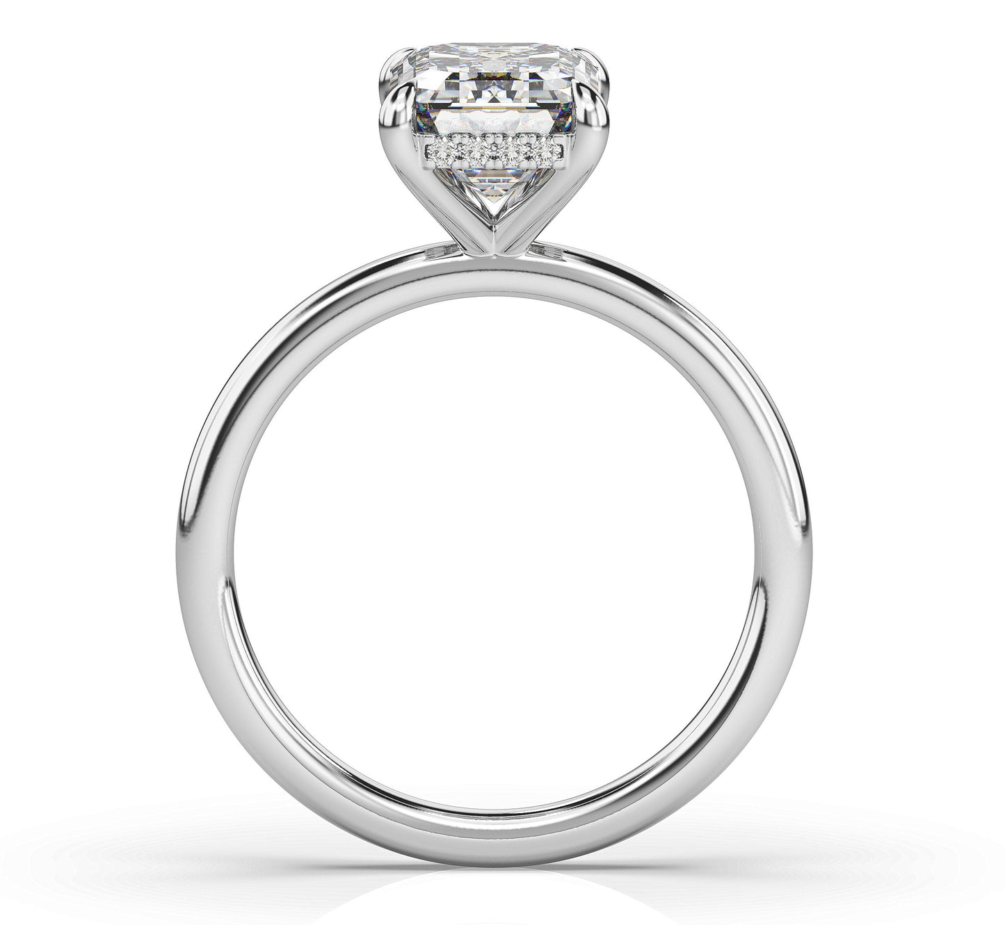Emerald White Gold Solitaire Moissanite Engagement Ring
