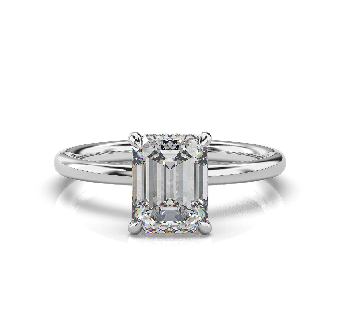 Emerald White Gold Solitaire Moissanite Engagement Ring