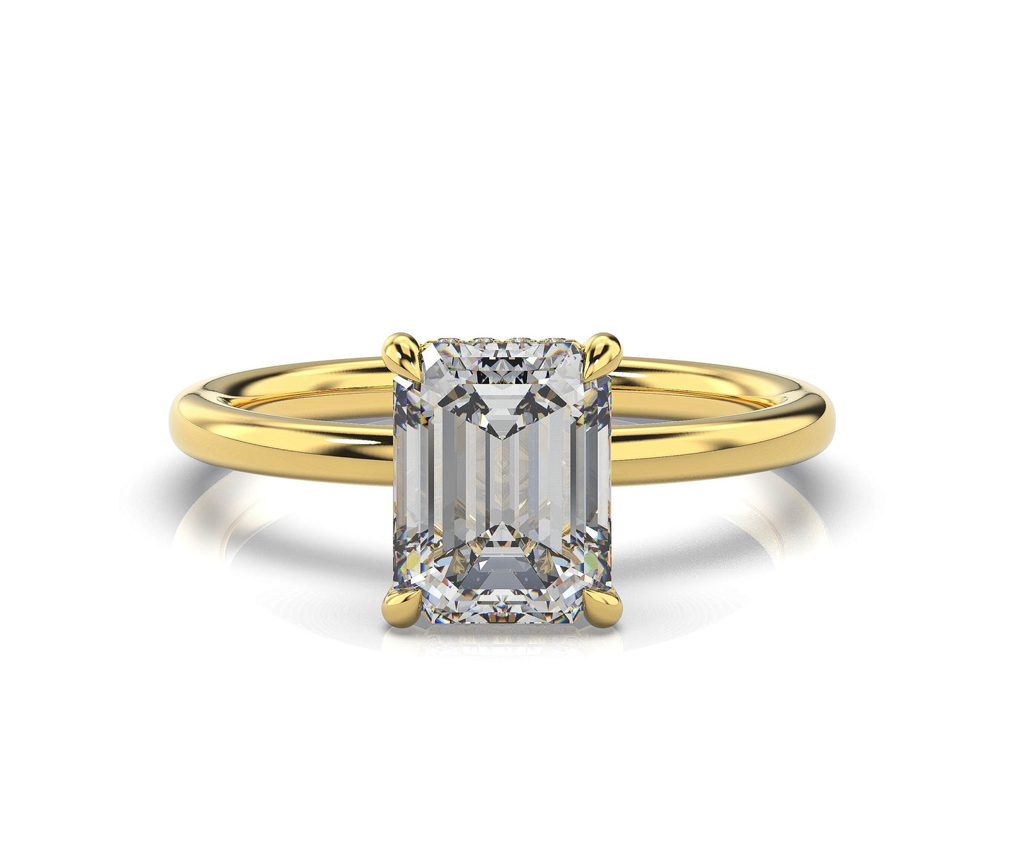 Emerald Yellow Gold Solitaire Moissanite Engagement Ring