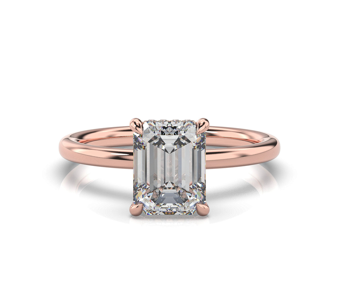 Emerald Rose Gold Solitaire Moissanite Engagement Ring
