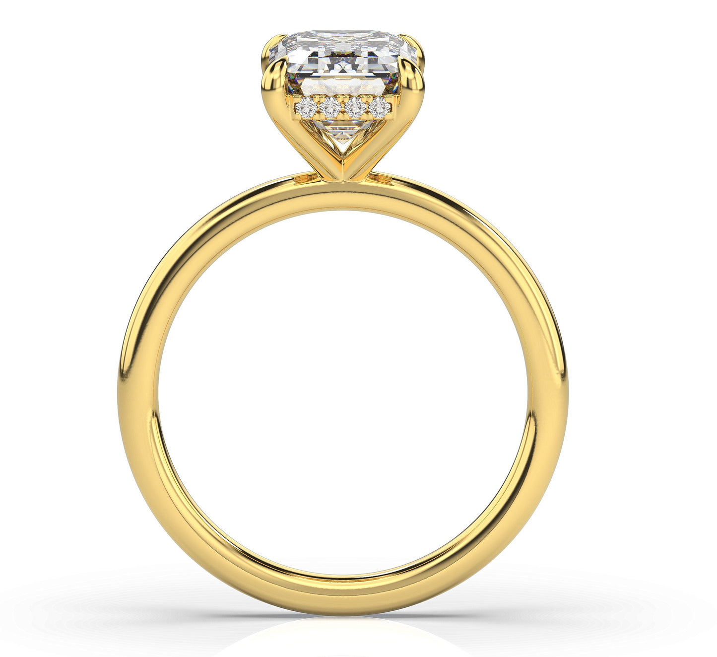 Emerald Yellow Gold Solitaire Moissanite Engagement Ring