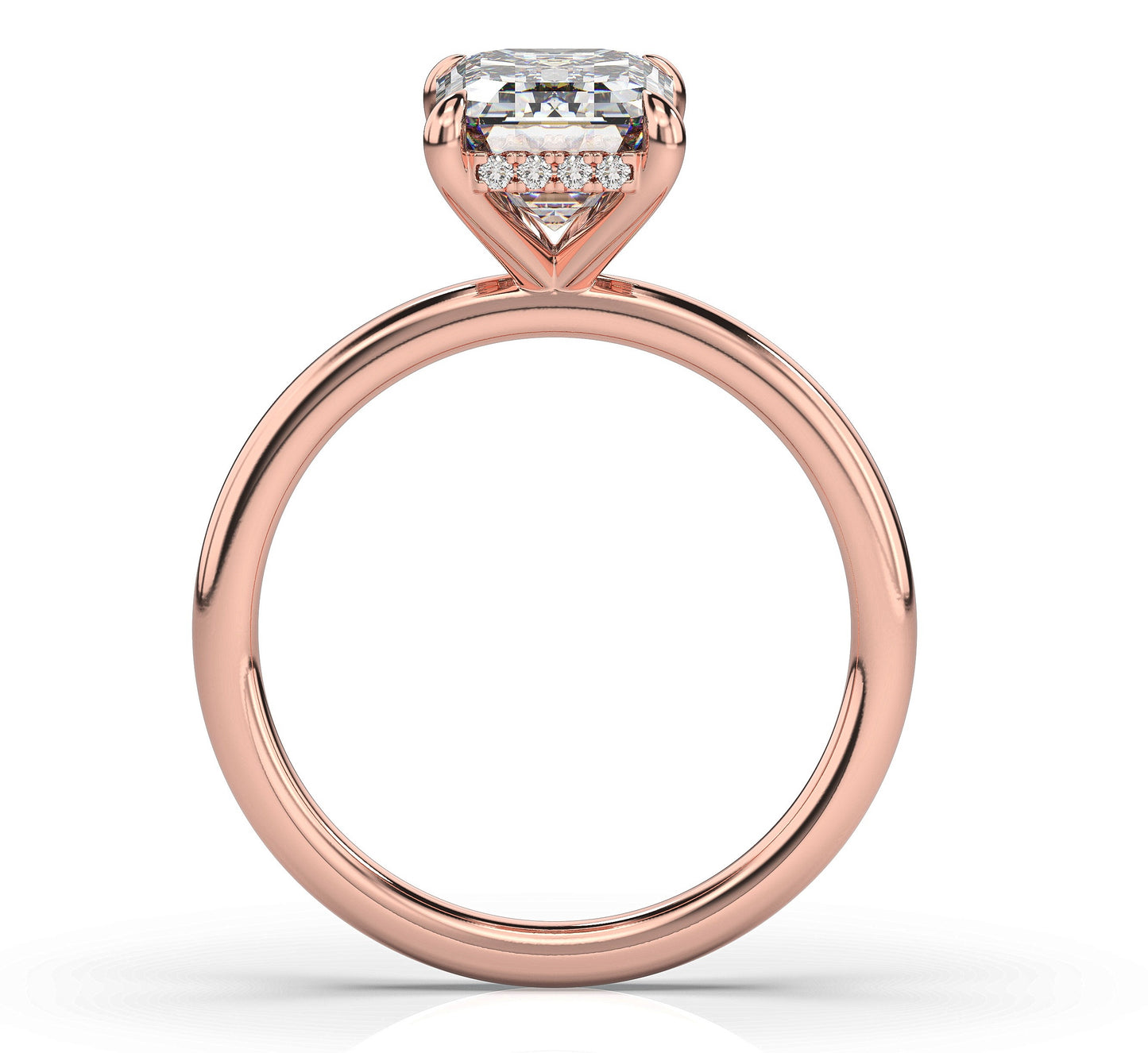 Emerald Rose Gold Solitaire Moissanite Engagement Ring