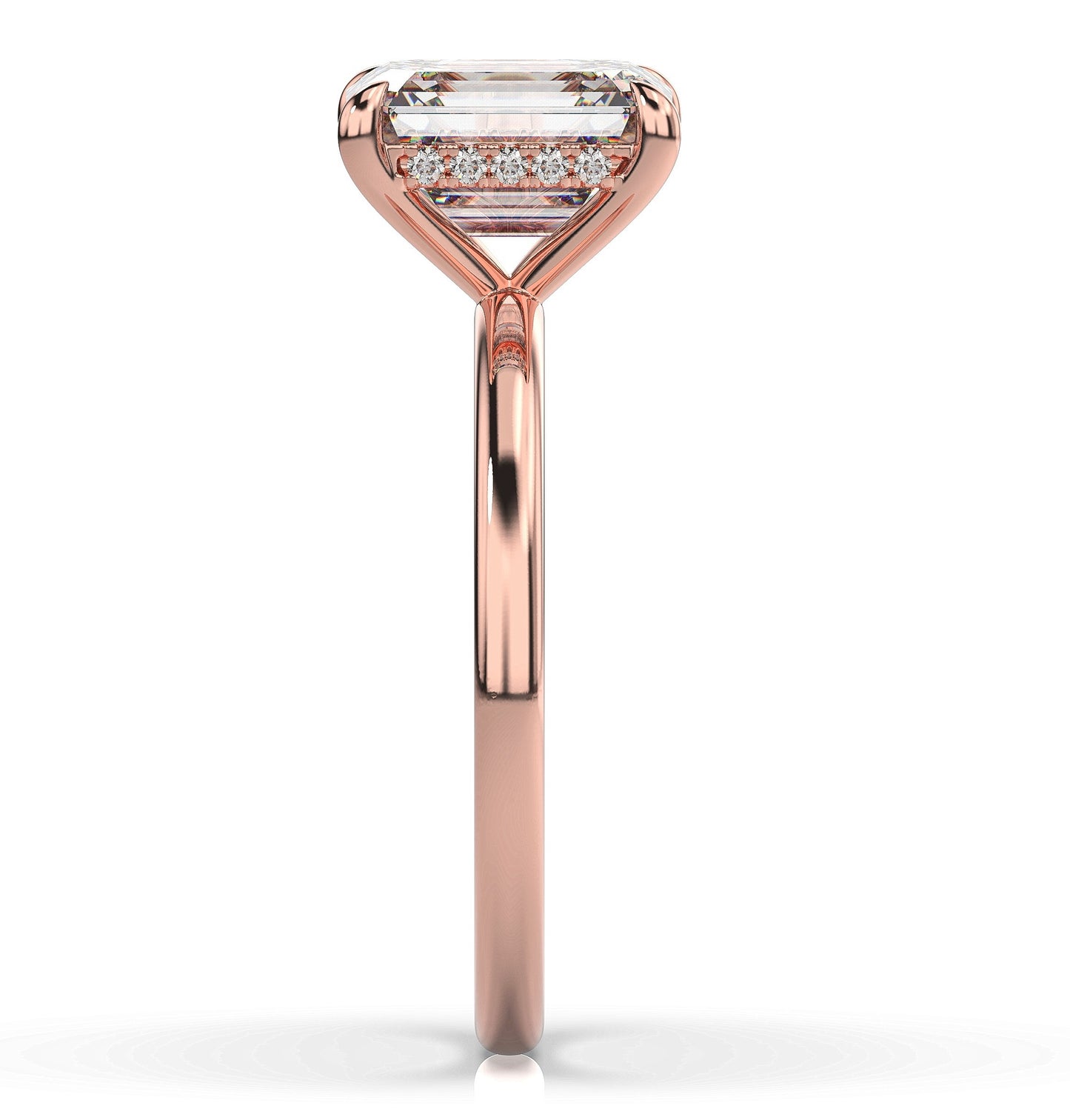 Emerald Rose Gold Solitaire Moissanite Engagement Ring