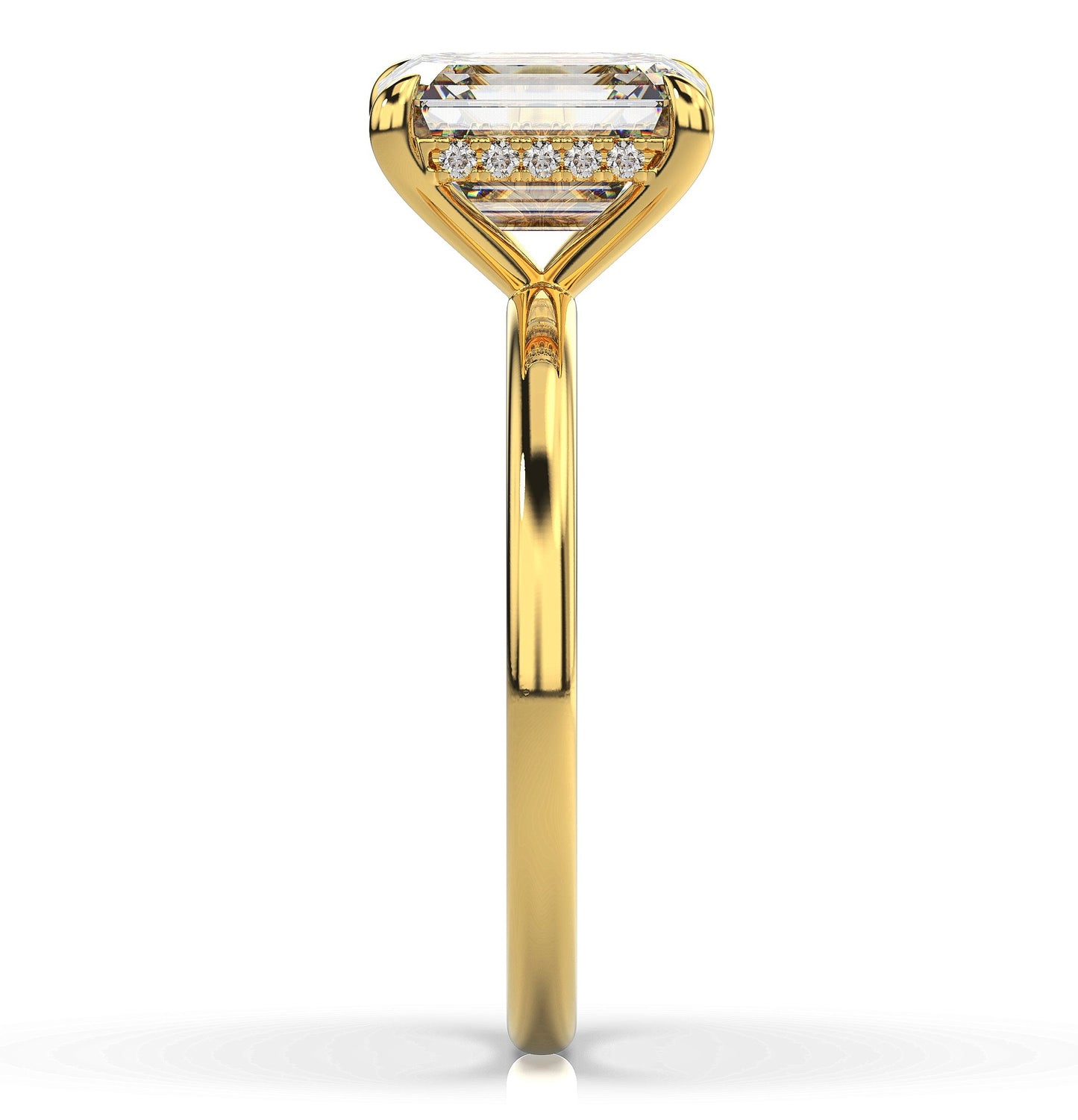 Emerald Yellow Gold Solitaire Moissanite Engagement Ring