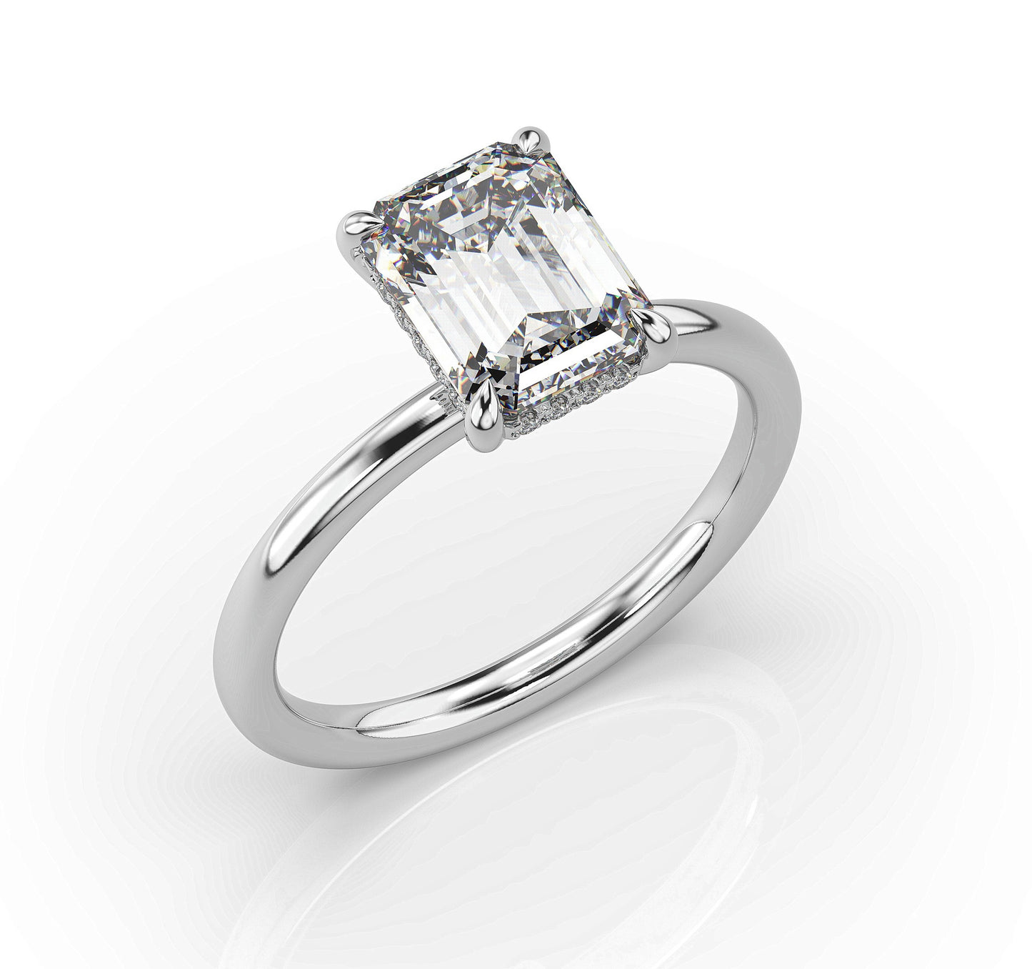 Emerald White Gold Solitaire Moissanite Engagement Ring