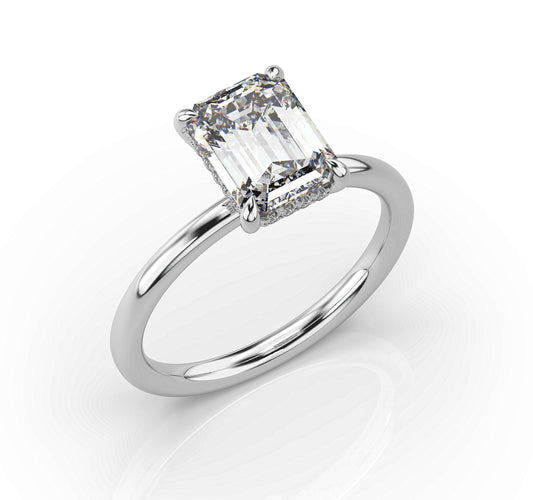 Emerald White Gold Solitaire Moissanite Engagement Ring