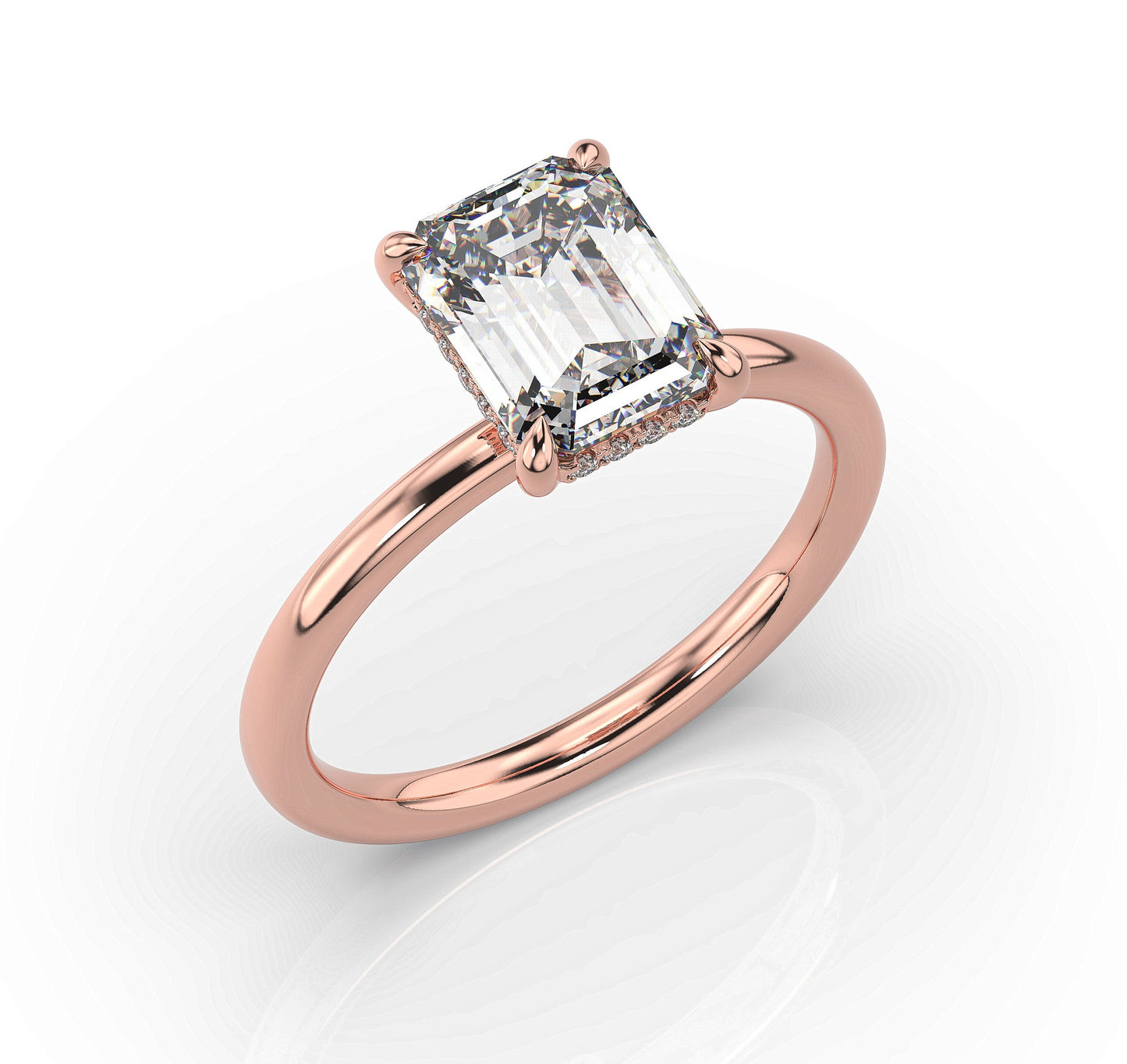 Emerald Rose Gold Solitaire Moissanite Engagement Ring