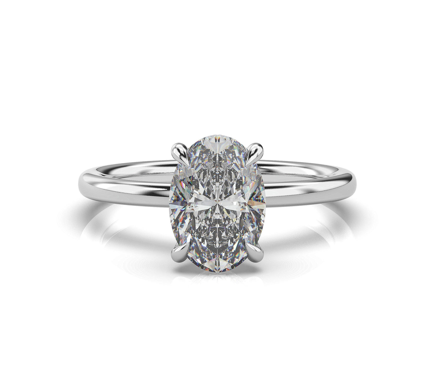 Oval White Gold Solitaire Moissanite Engagement Ring