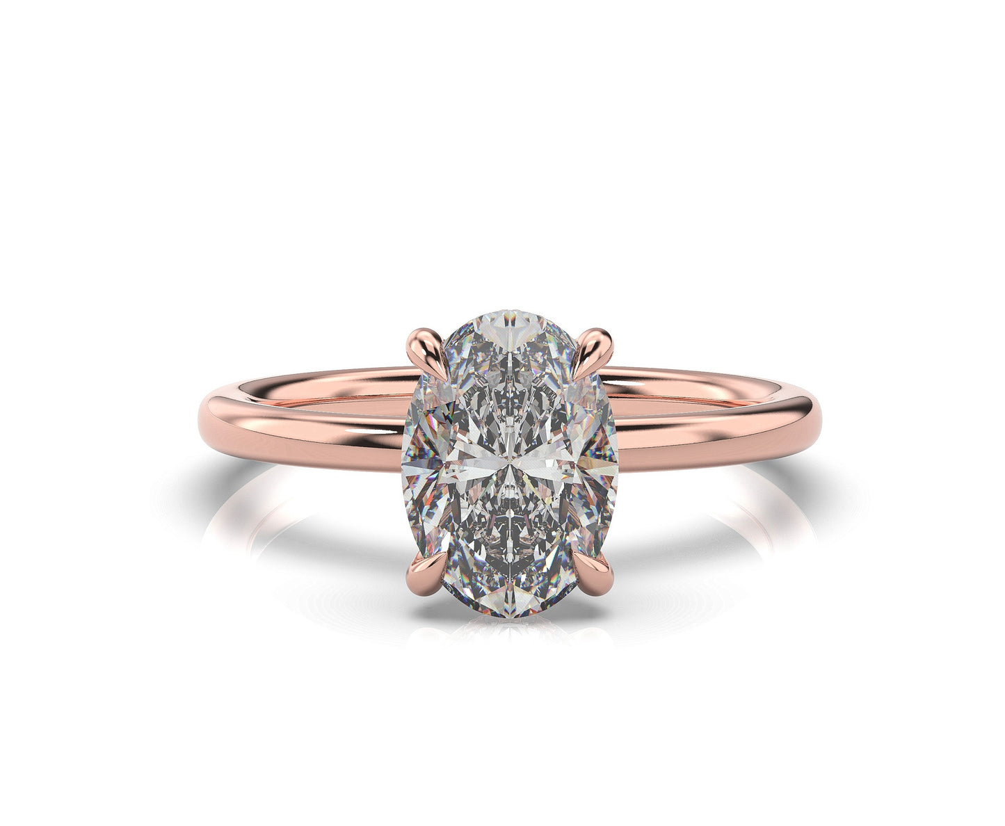 Oval Rose Gold Solitaire Moissanite Engagement Ring
