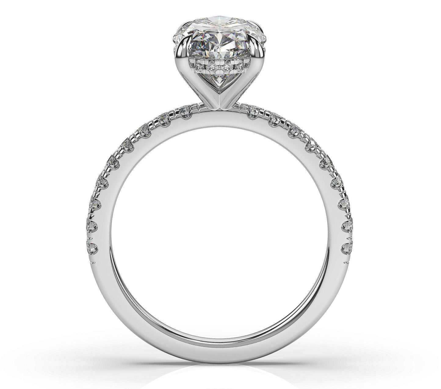 Oval White Gold Pave Moissanite Engagement Ring