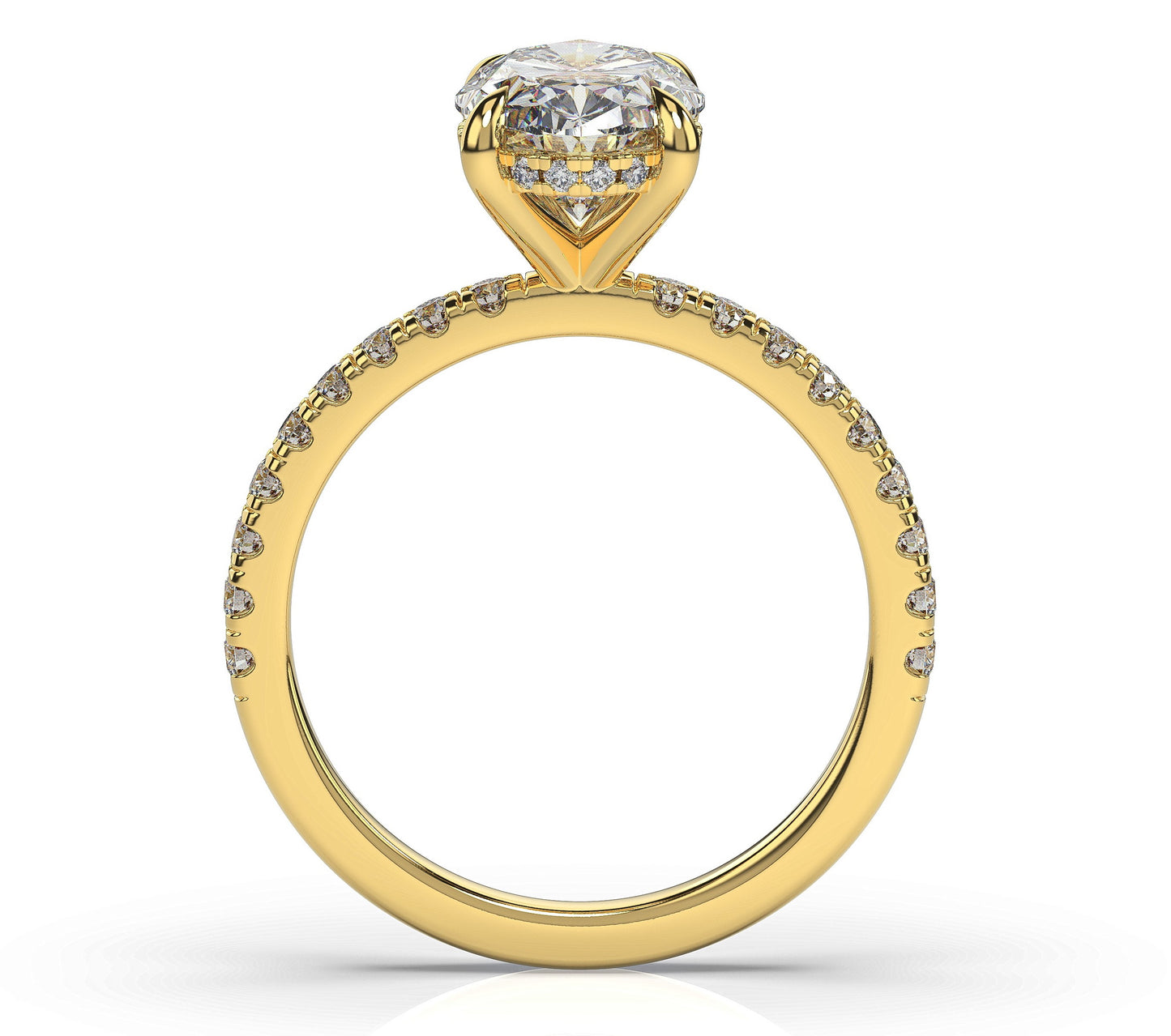 Oval Yellow Gold Pave Moissanite Engagement Ring
