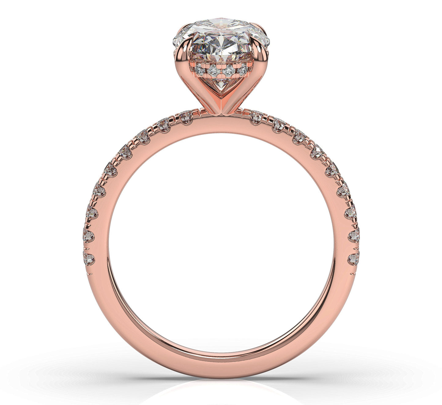 Oval Rose Gold Pave Moissanite Engagement Ring