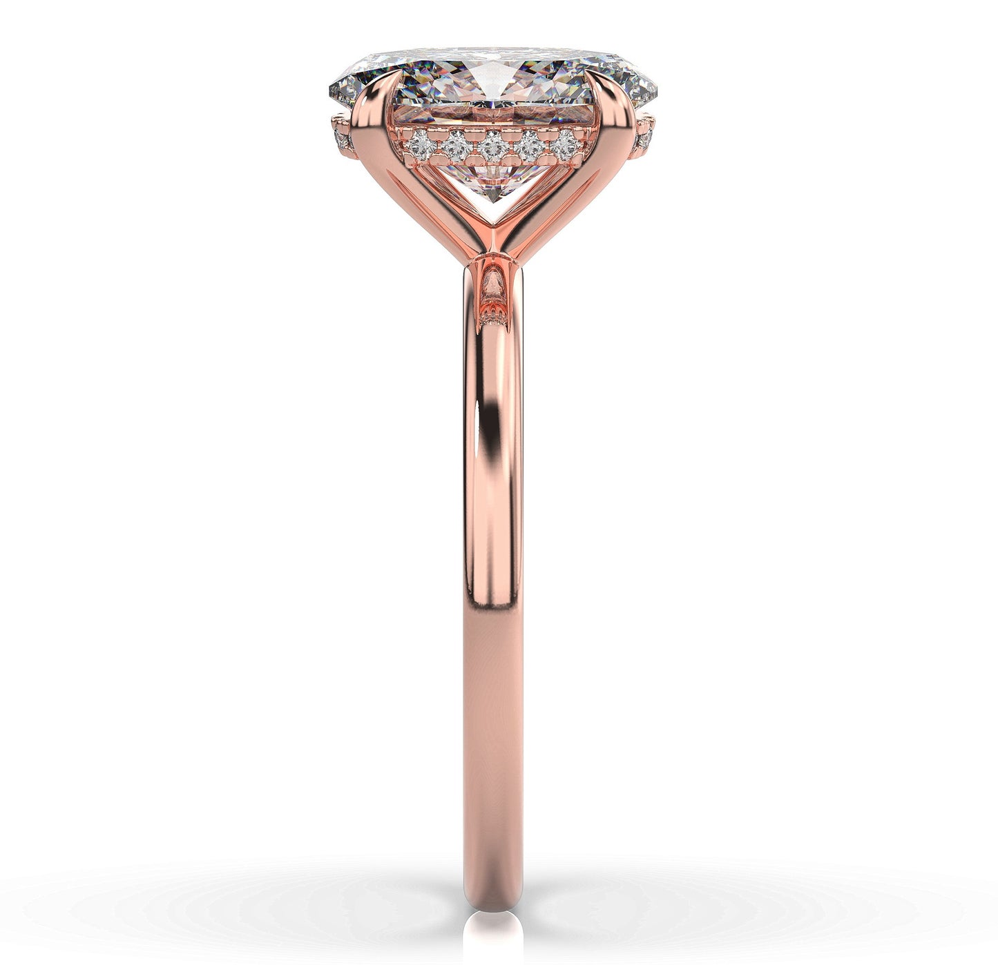 Oval Rose Gold Solitaire Moissanite Engagement Ring