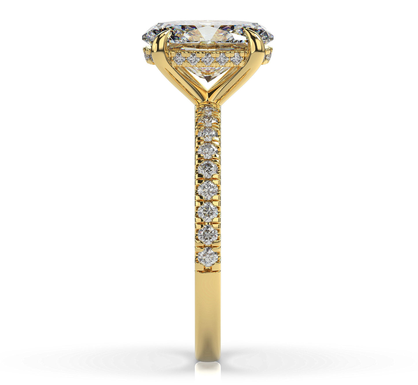 Oval Yellow Gold Pave Moissanite Engagement Ring