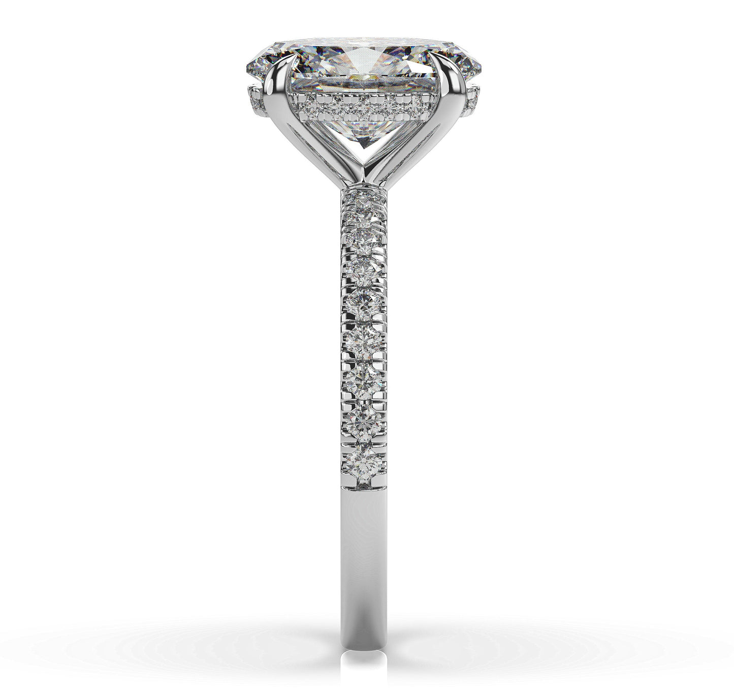 Oval White Gold Pave Moissanite Engagement Ring