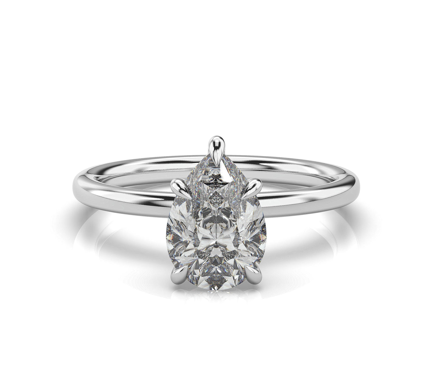 Pear White Gold Solitaire Moissanite Engagement Ring