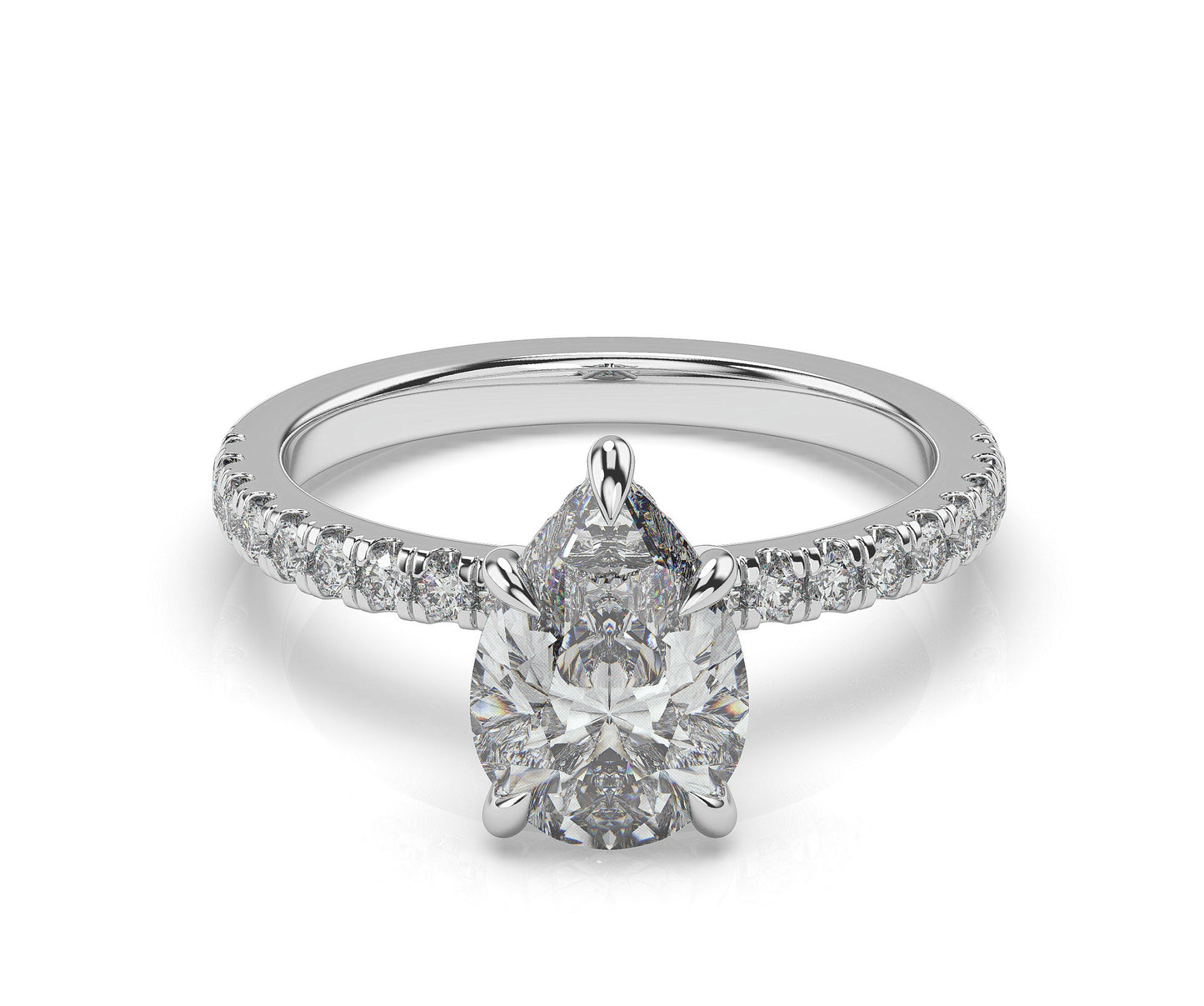 Pear White Gold Pave Moissanite Engagement Ring
