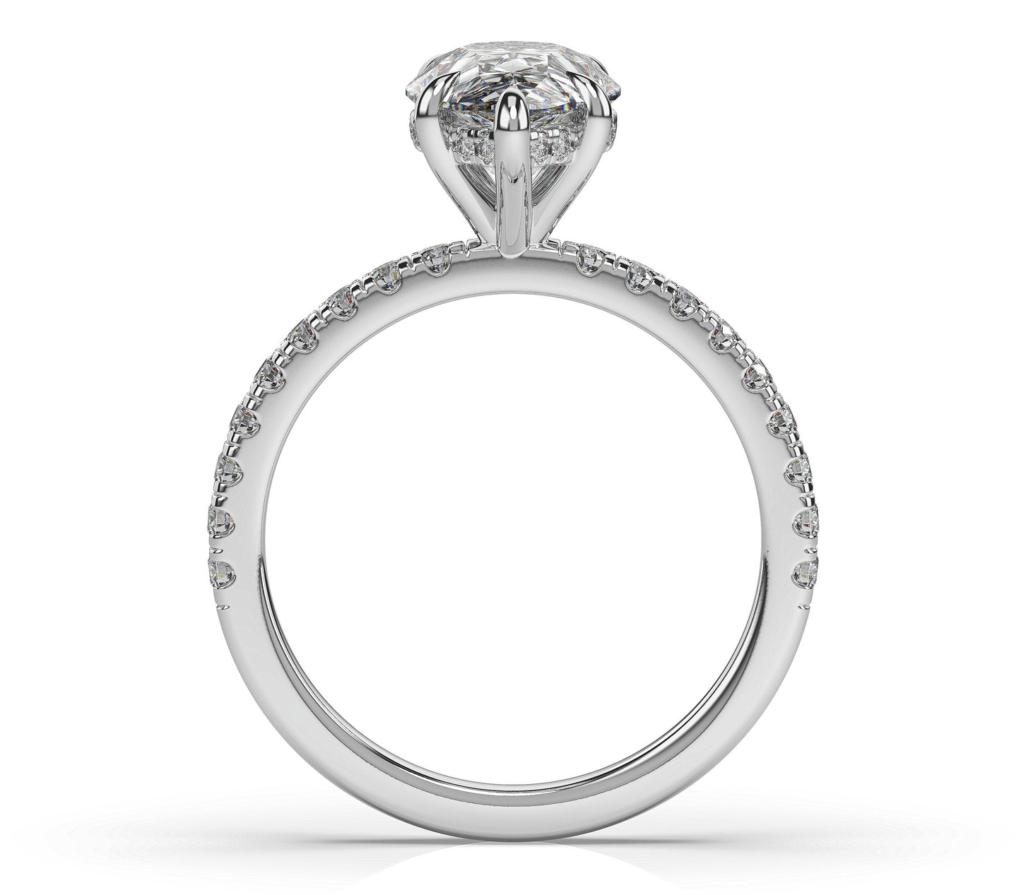 Pear White Gold Pave Moissanite Engagement Ring