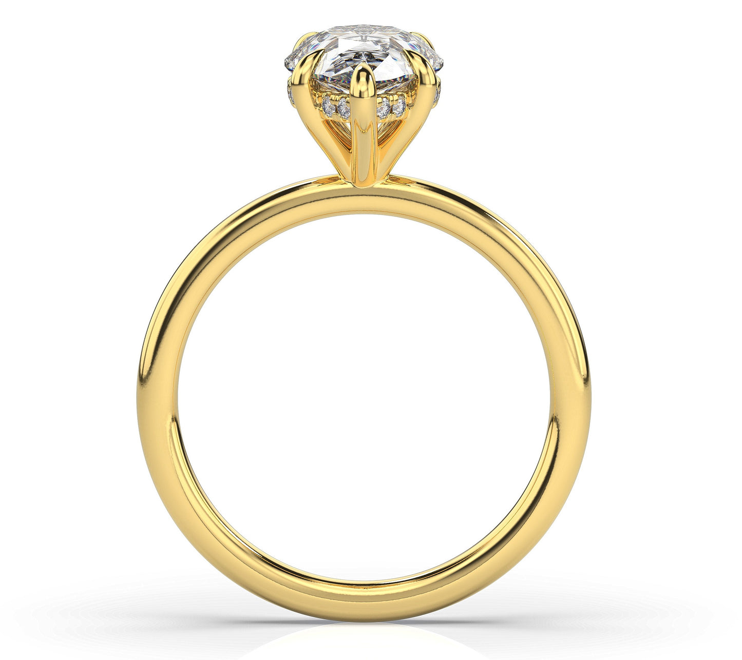 Pear Yellow Gold Solitaire Moissanite Engagement Ring
