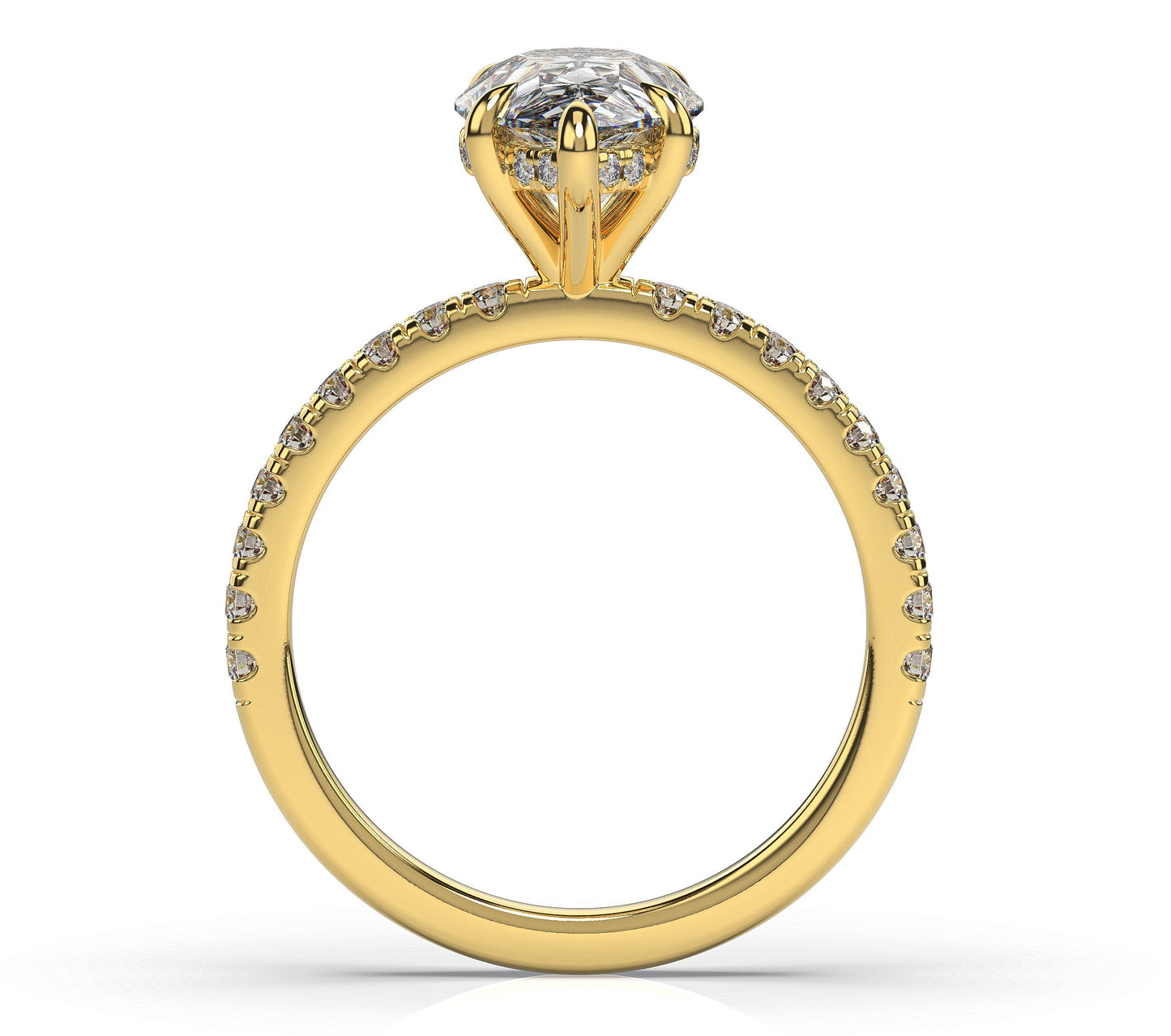 Pear Yellow Gold Pave Moissanite Engagement Ring