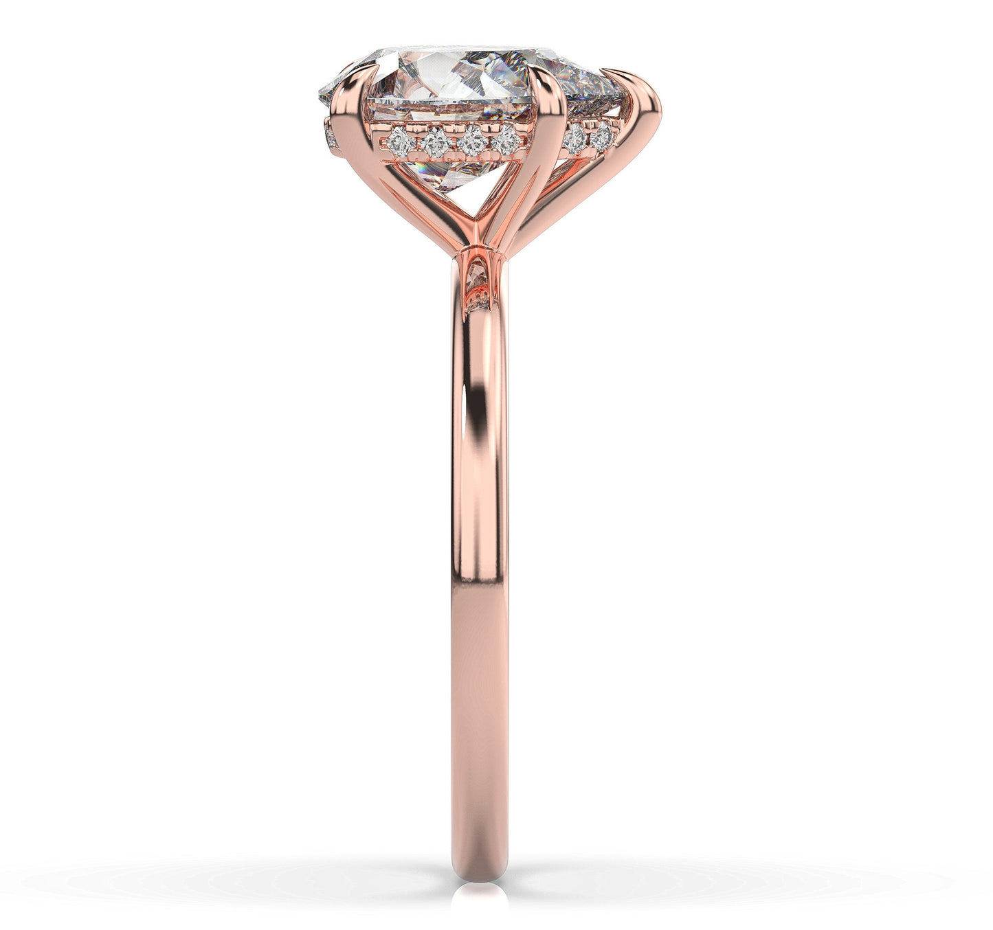 Pear Rose Gold Solitaire Moissanite Engagement Ring