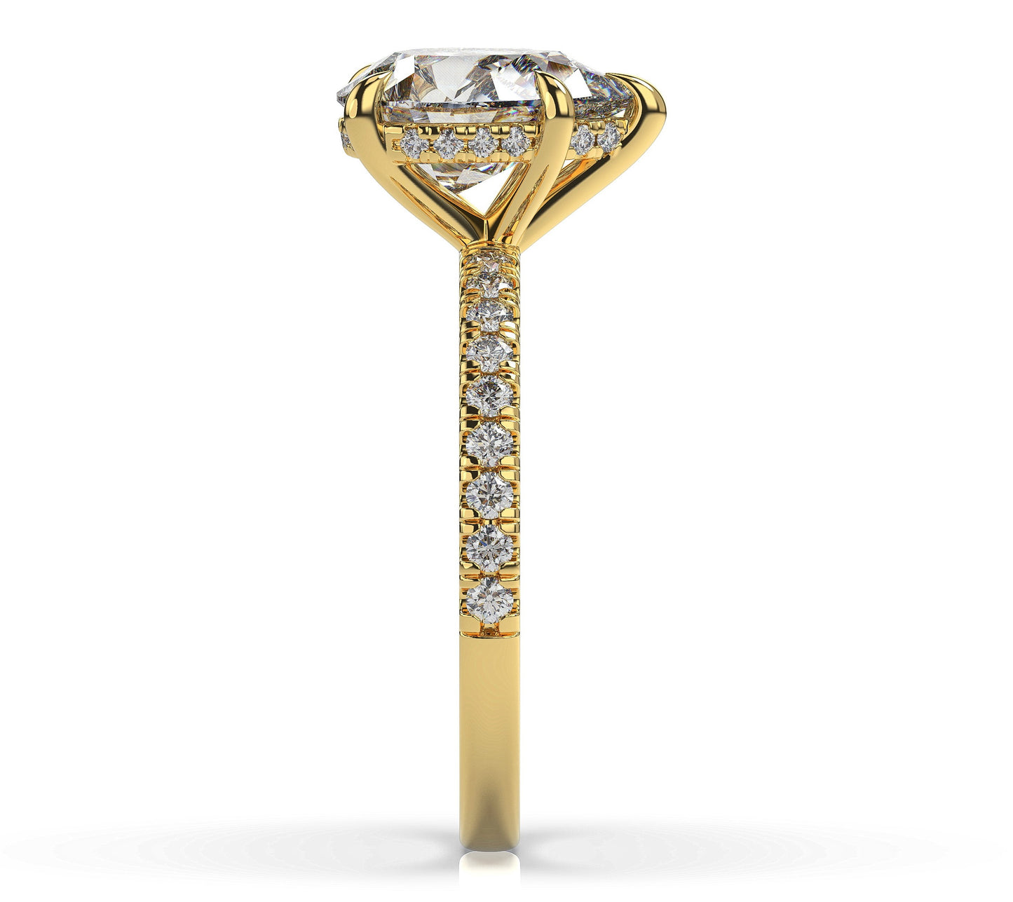 Pear Yellow Gold Pave Moissanite Engagement Ring