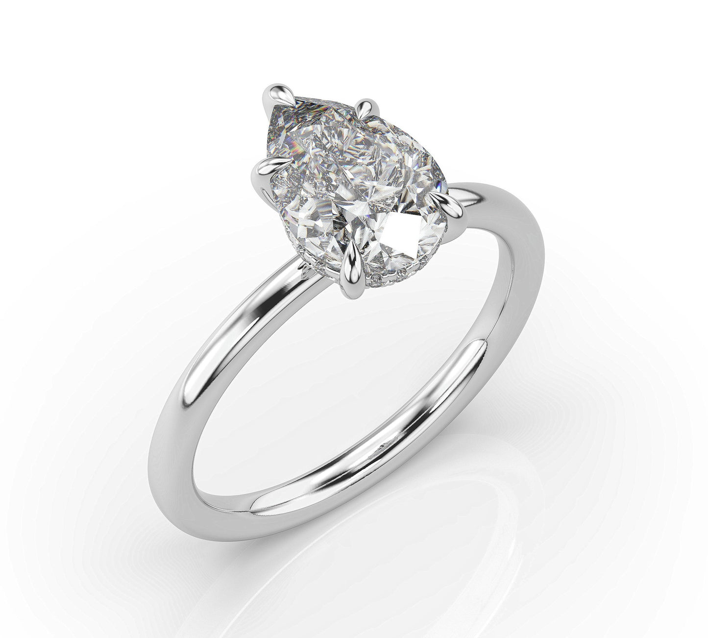 Pear White Gold Solitaire Moissanite Engagement Ring