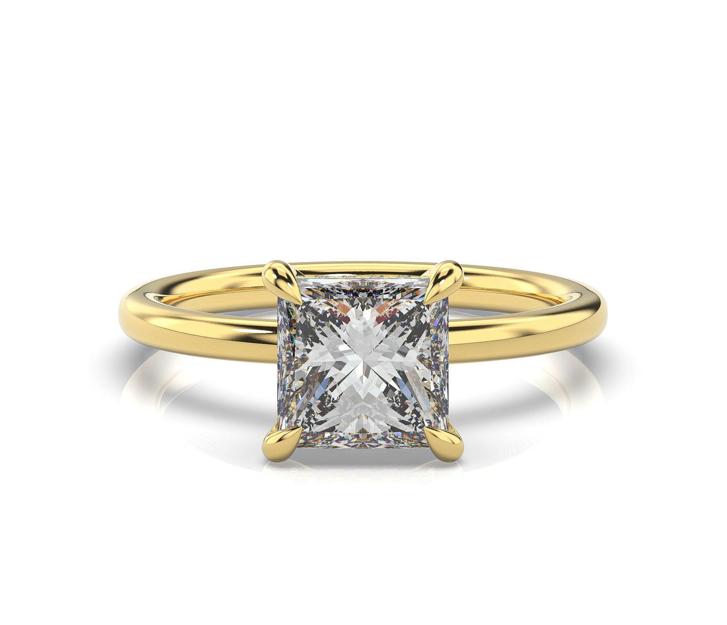 Princess Yellow Gold Solitaire Moissanite Engagement Ring