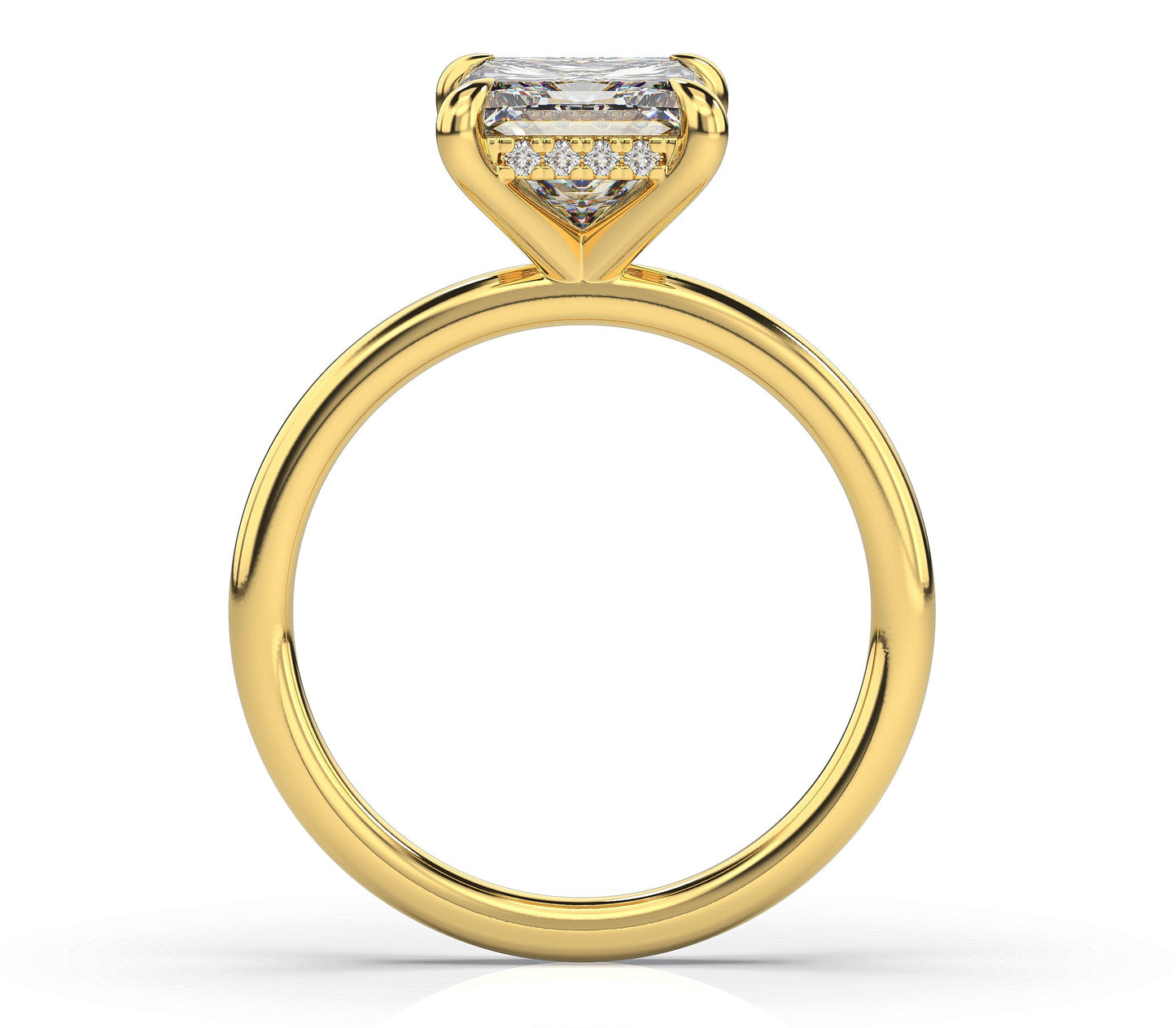Princess Yellow Gold Solitaire Moissanite Engagement Ring