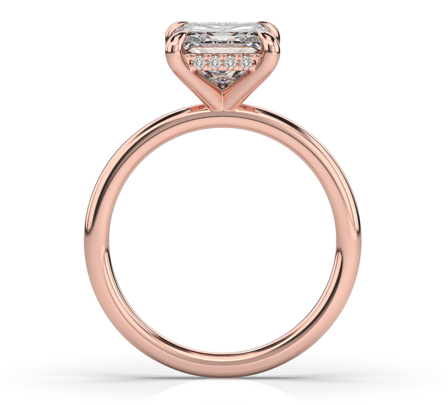 Princess Rose Gold Solitaire Moissanite Engagement Ring