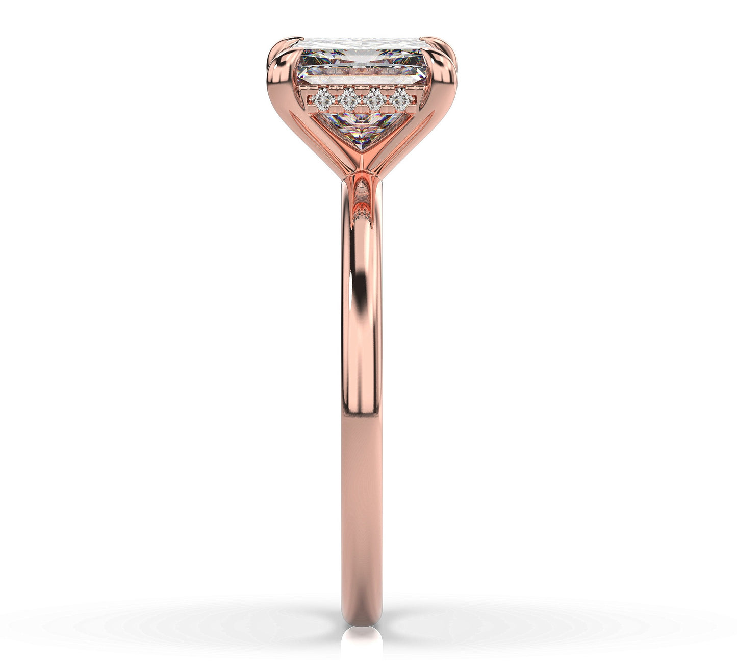 Princess Rose Gold Solitaire Moissanite Engagement Ring