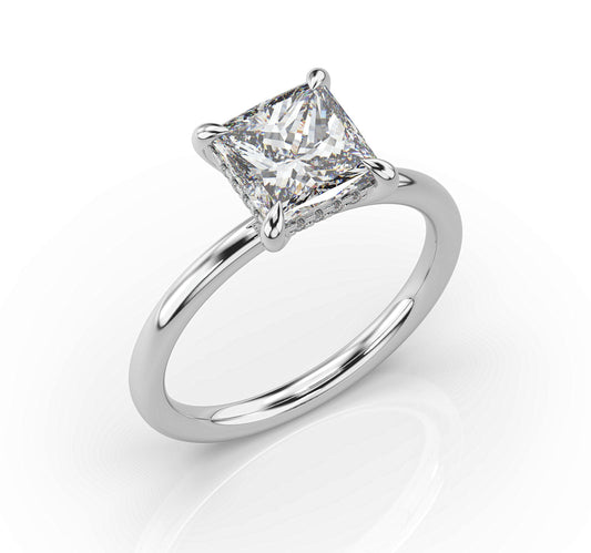 Princess White Gold Solitaire Moissanite Engagement Ring