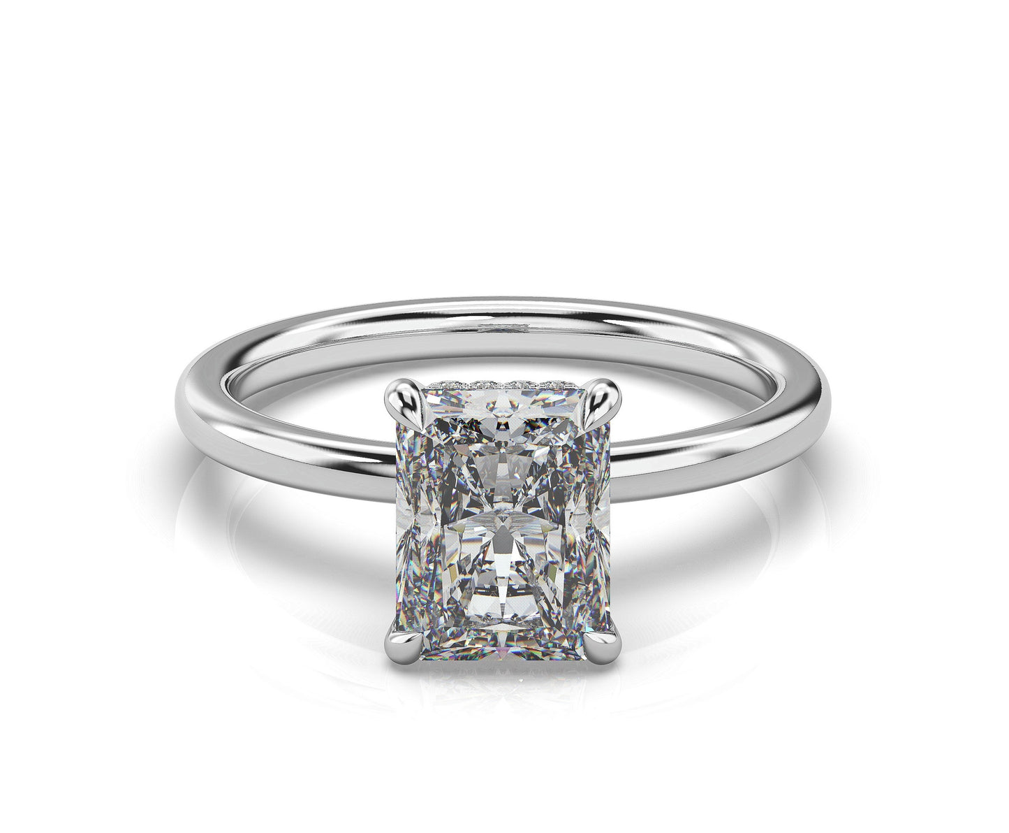 Radiant White Gold Solitaire Moissanite Engagement Ring
