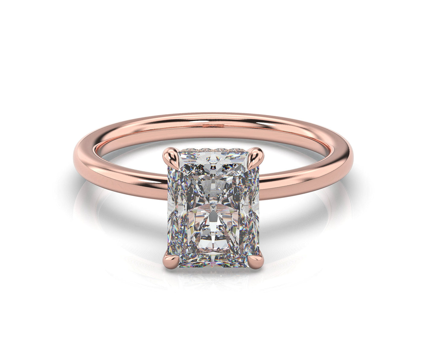 Radiant Rose Gold Solitaire Moissanite Engagement Ring