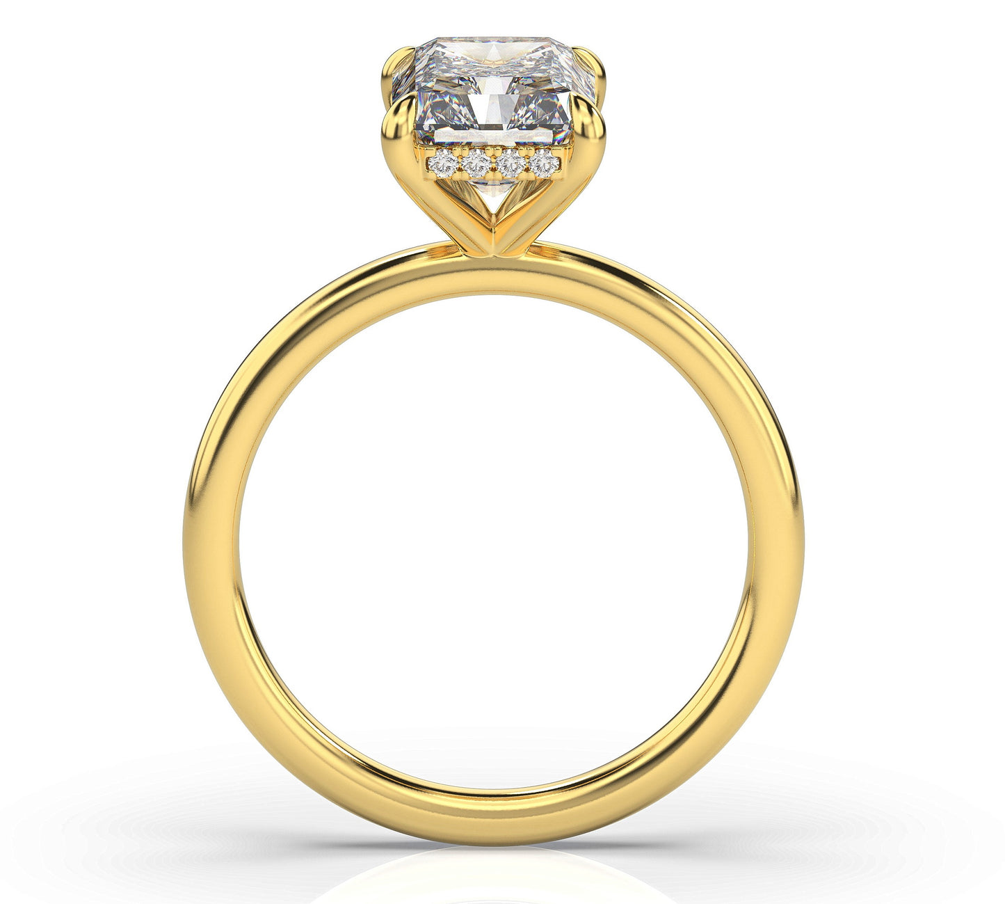 Radiant Yellow Gold Solitaire Moissanite Engagement Ring