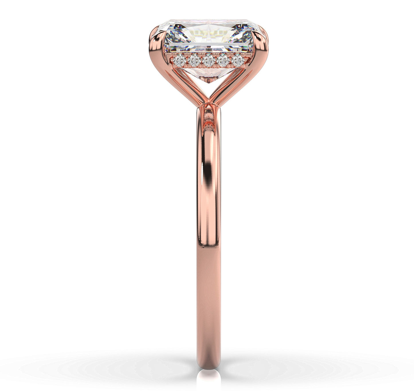 Radiant Rose Gold Solitaire Moissanite Engagement Ring