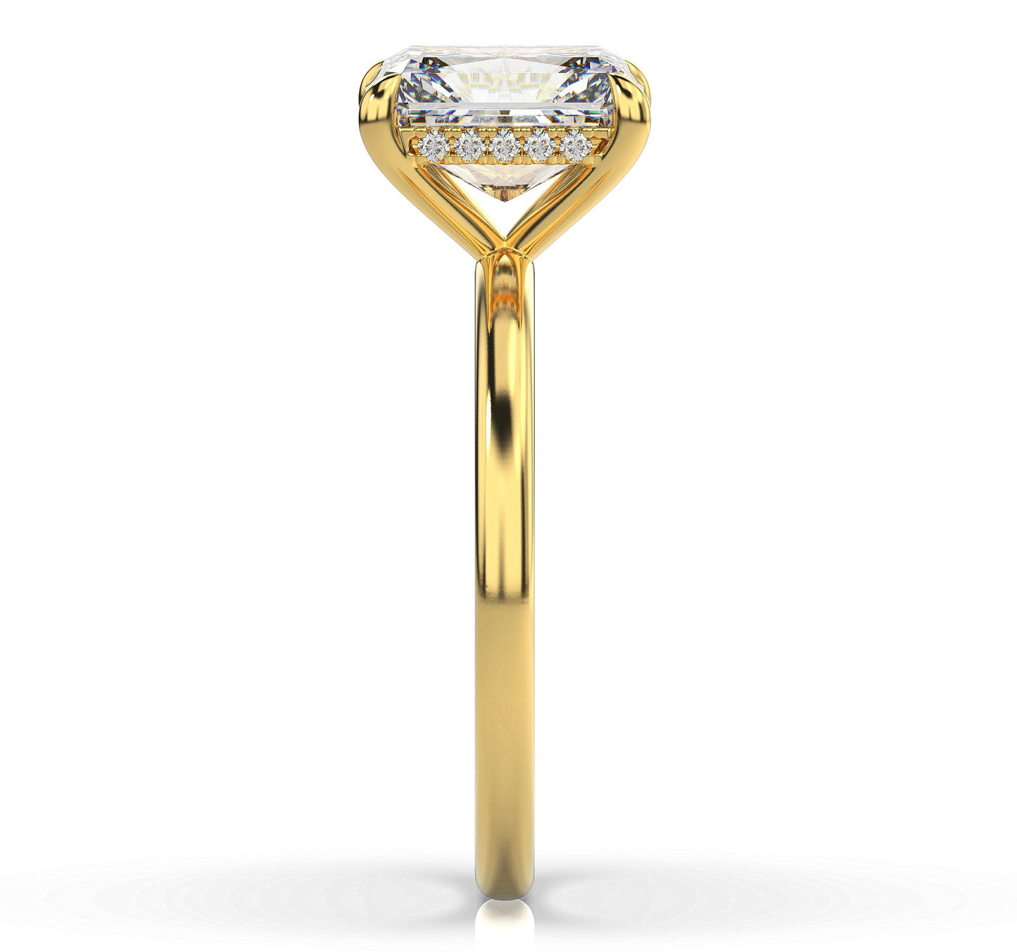 Radiant Yellow Gold Solitaire Moissanite Engagement Ring
