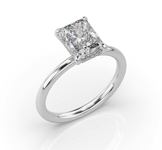 Radiant White Gold Solitaire Moissanite Engagement Ring