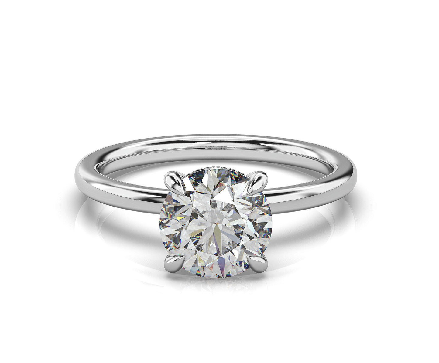 Round Brilliant White Gold Solitaire Moissanite Engagement Ring