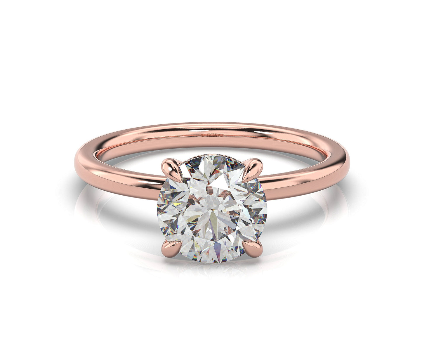 Round Brilliant Rose Gold Solitaire Moissanite Engagement Ring