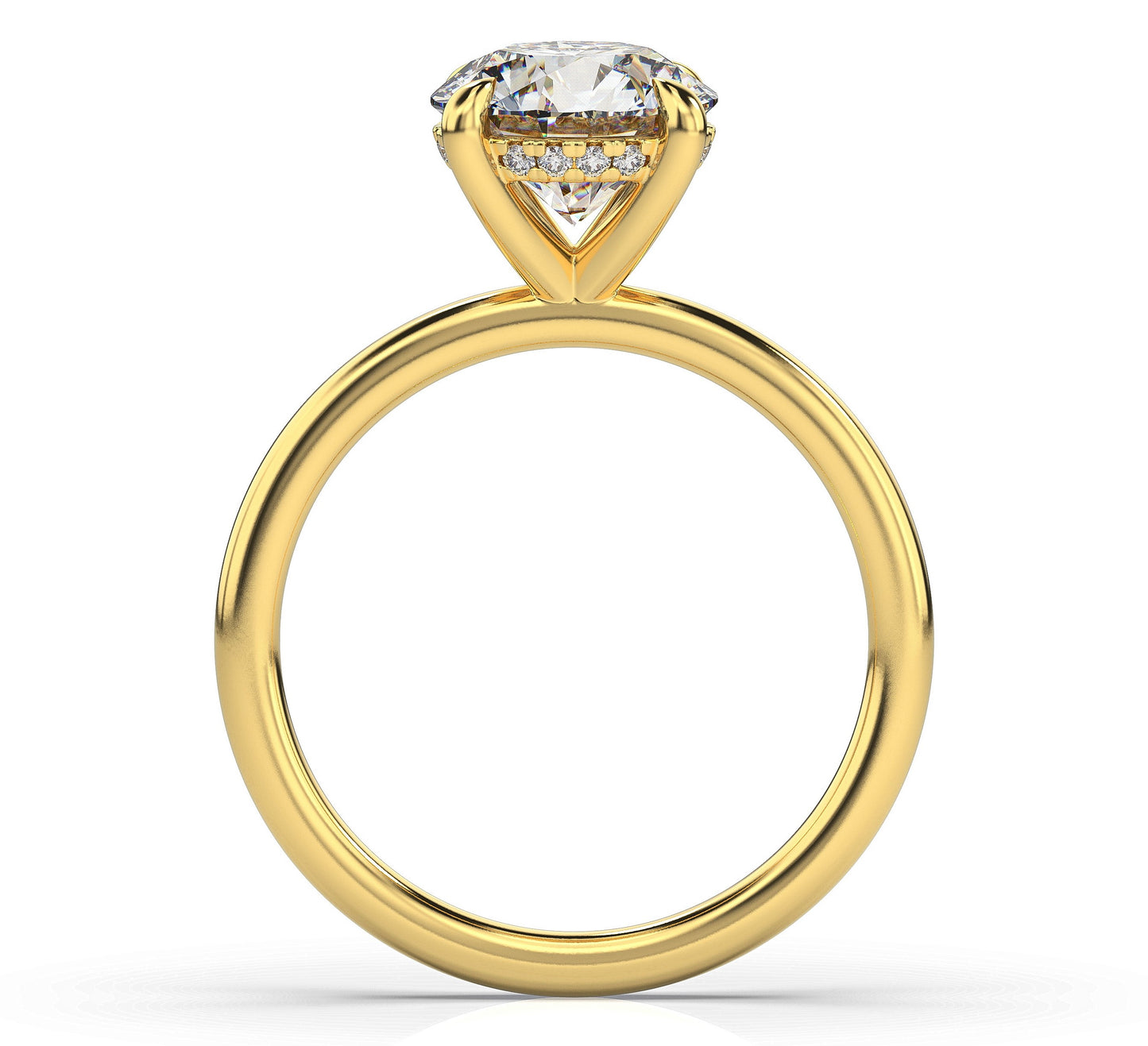 Round Brilliant Yellow Gold Solitaire Moissanite Engagement Ring