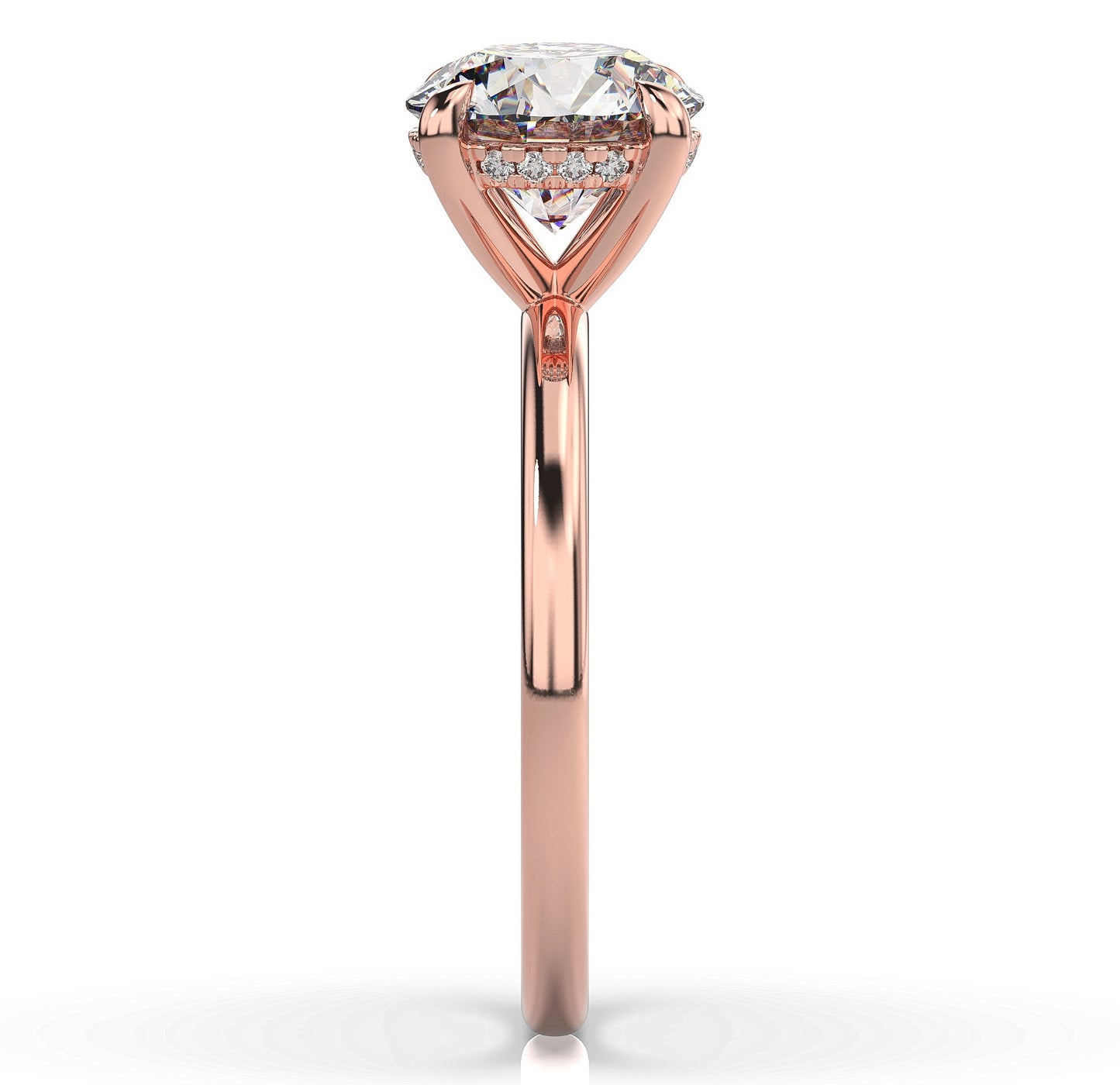 Round Brilliant Rose Gold Solitaire Moissanite Engagement Ring