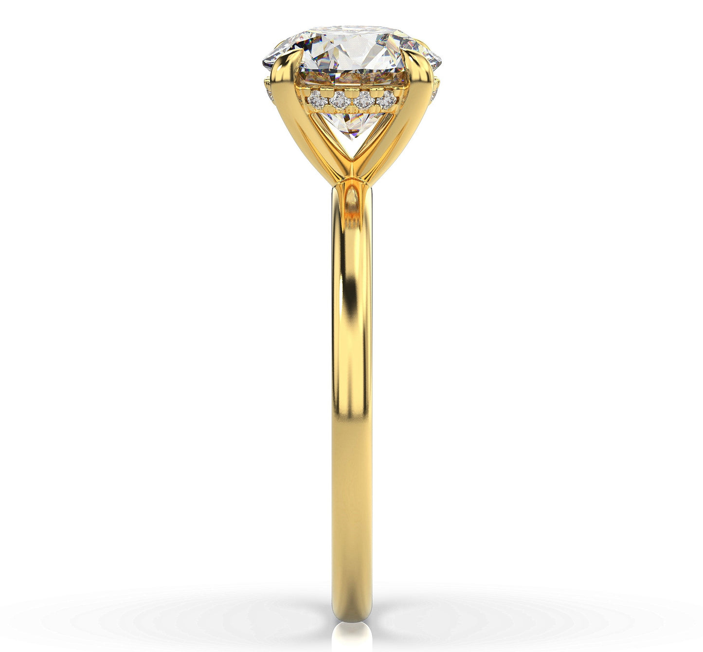 Round Brilliant Yellow Gold Solitaire Moissanite Engagement Ring