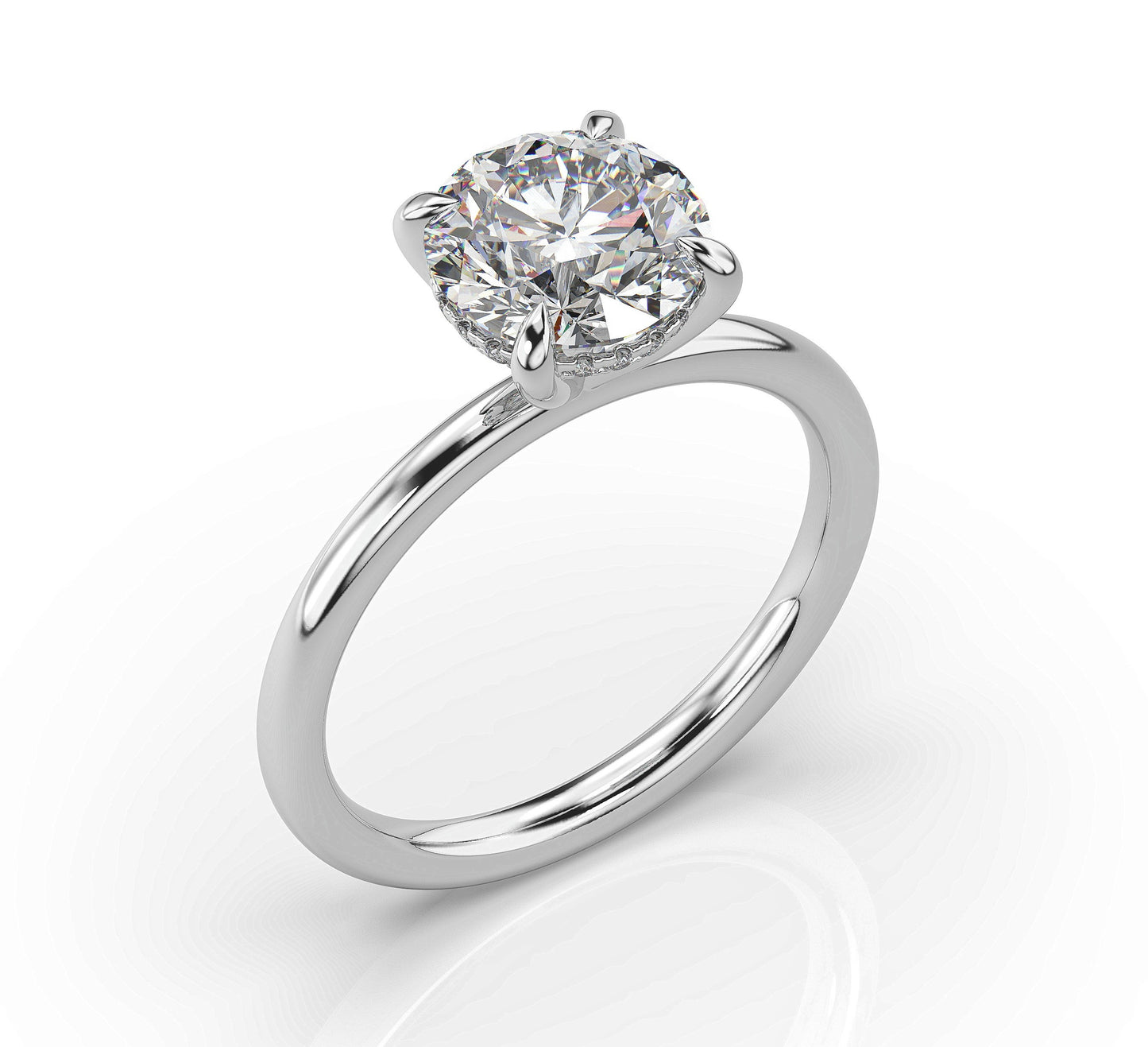 Round Brilliant White Gold Solitaire Moissanite Engagement Ring