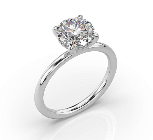 Round Brilliant White Gold Solitaire Moissanite Engagement Ring