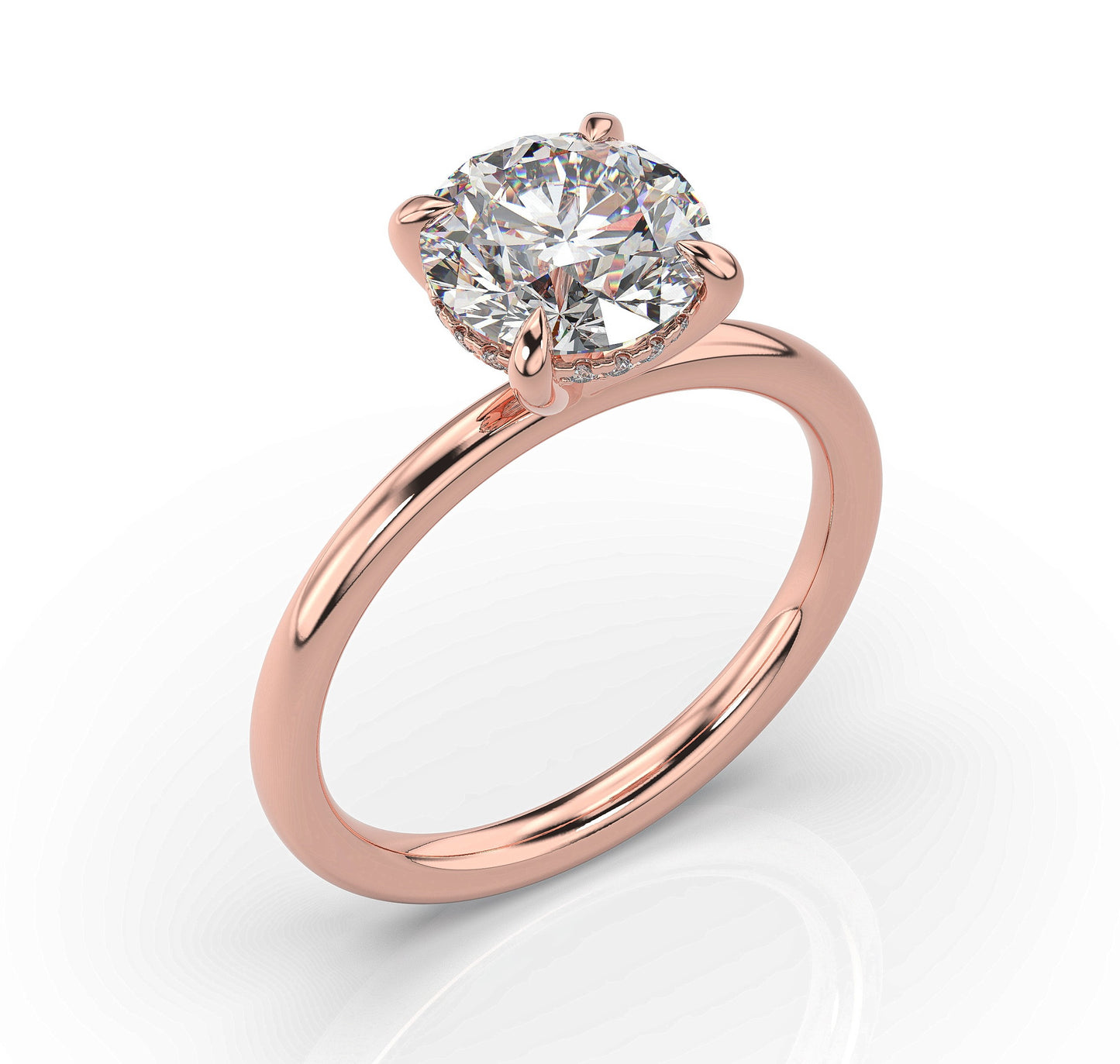 Round Brilliant Rose Gold Solitaire Moissanite Engagement Ring